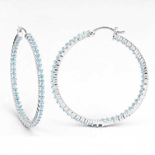 Pendientes de plata esterlina con topacio azul suizo genuino de 3.60 quilates