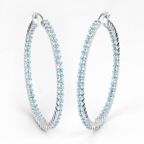 Pendientes de plata esterlina con topacio azul suizo genuino de 3.60 quilates