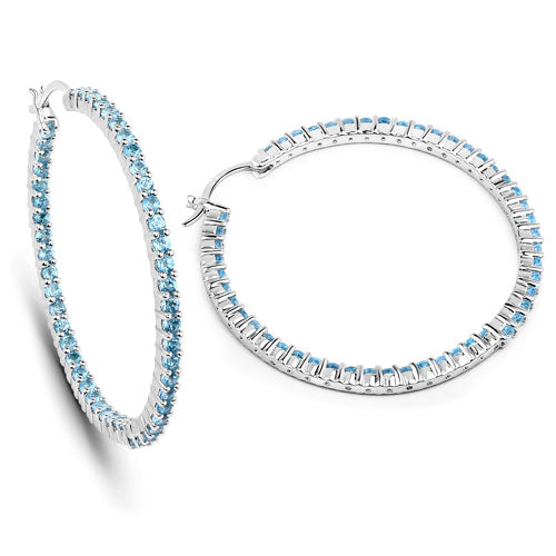 Pendientes de plata esterlina con topacio azul suizo genuino de 3.60 quilates