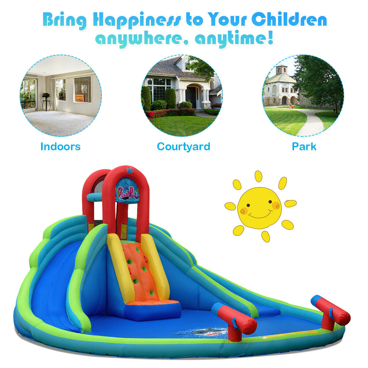 Inflatable Water Slide Bounce House with Splash Pool