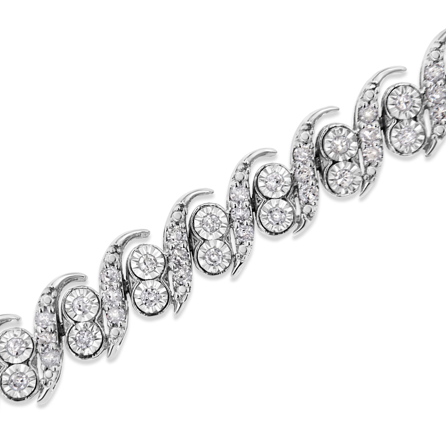 Bracelet en argent sterling .925 avec diamants taille ronde - 7,25"