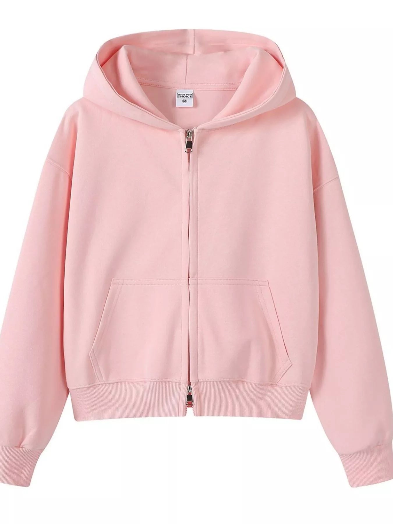 Plus Size Casual Zip-Up Long Sleeve Hoodie