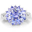 2.43 Carat Genuine Tanzanite & Sterling Silver Floral Ring
