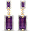 Boucles d'oreilles en or jaune 18K plaqué émeraude et topaze blanche