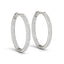 Pendientes de aro de diamantes pavé de dos filas en oro blanco de 14k