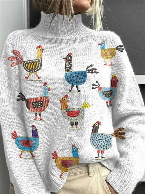 Elegant Christmas Abstract Print Cardigan for Women