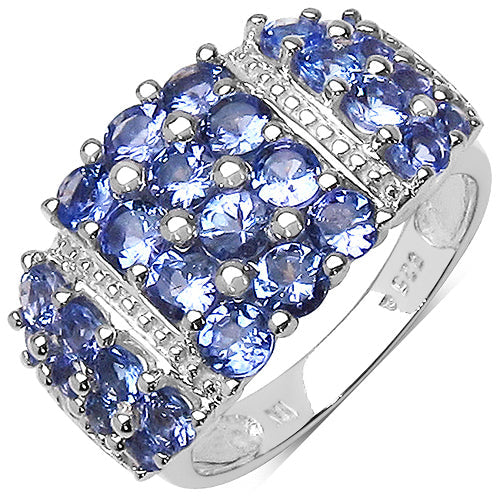 Bague en cluster en tanzanite véritable de 2,06 carats en argent sterling