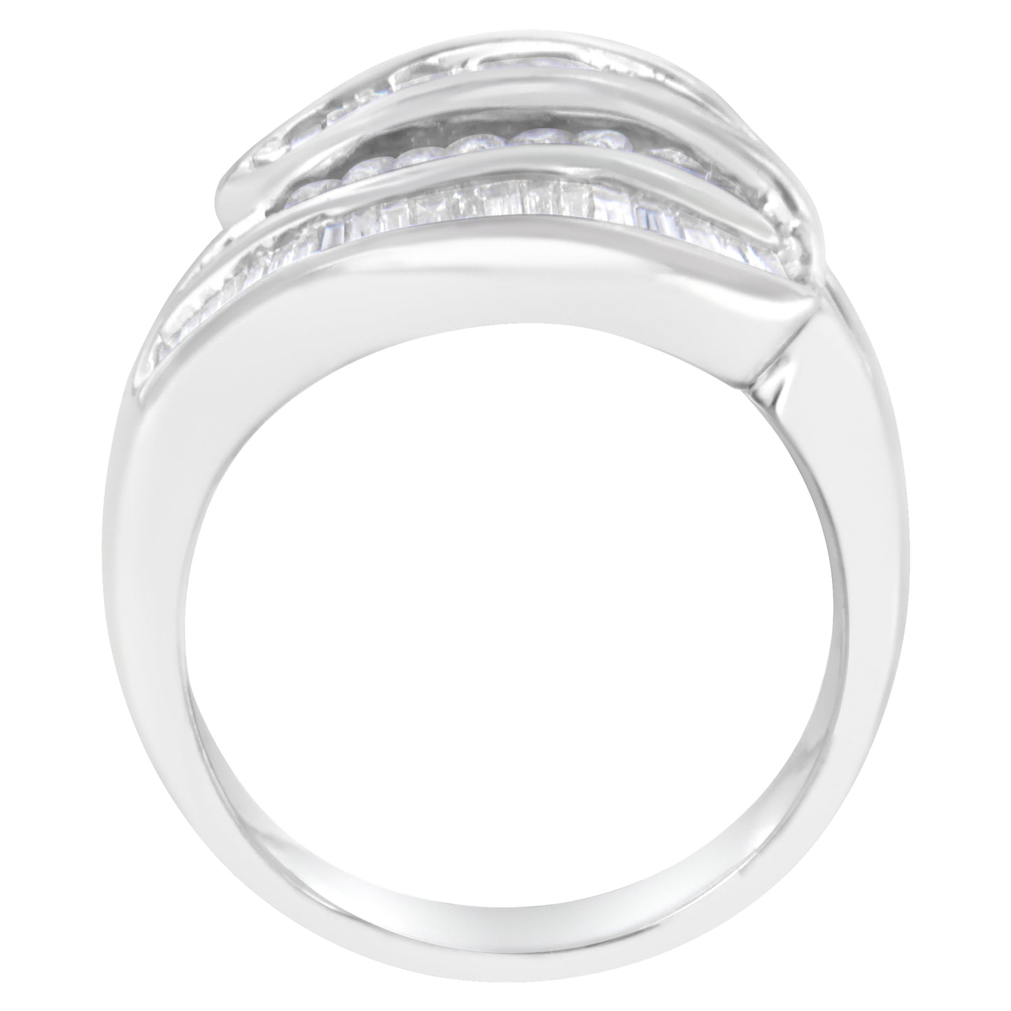Anillo de Banda Bypass de Diamante en Oro Blanco de 14KT
