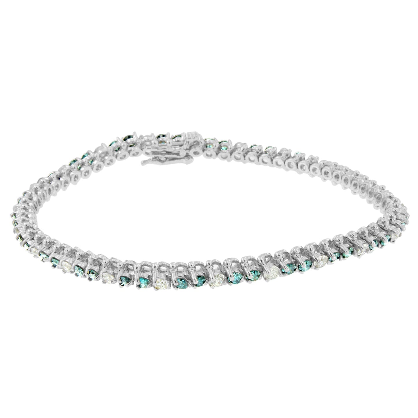 14K White Gold Diamond Martini Set Tennis Bracelet - 7 Inches
