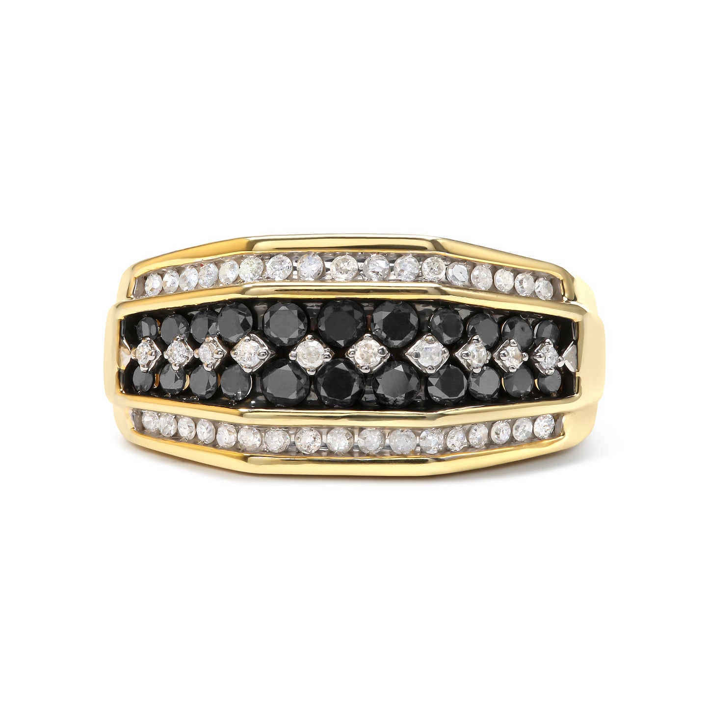 Anillo de Clúster de Diamantes para Hombre en Plata de Ley Baño de Oro de 14K - Talla 10
