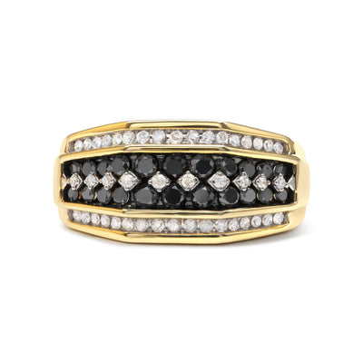Anillo de Clúster de Diamantes para Hombre en Plata de Ley Baño de Oro de 14K - Talla 10