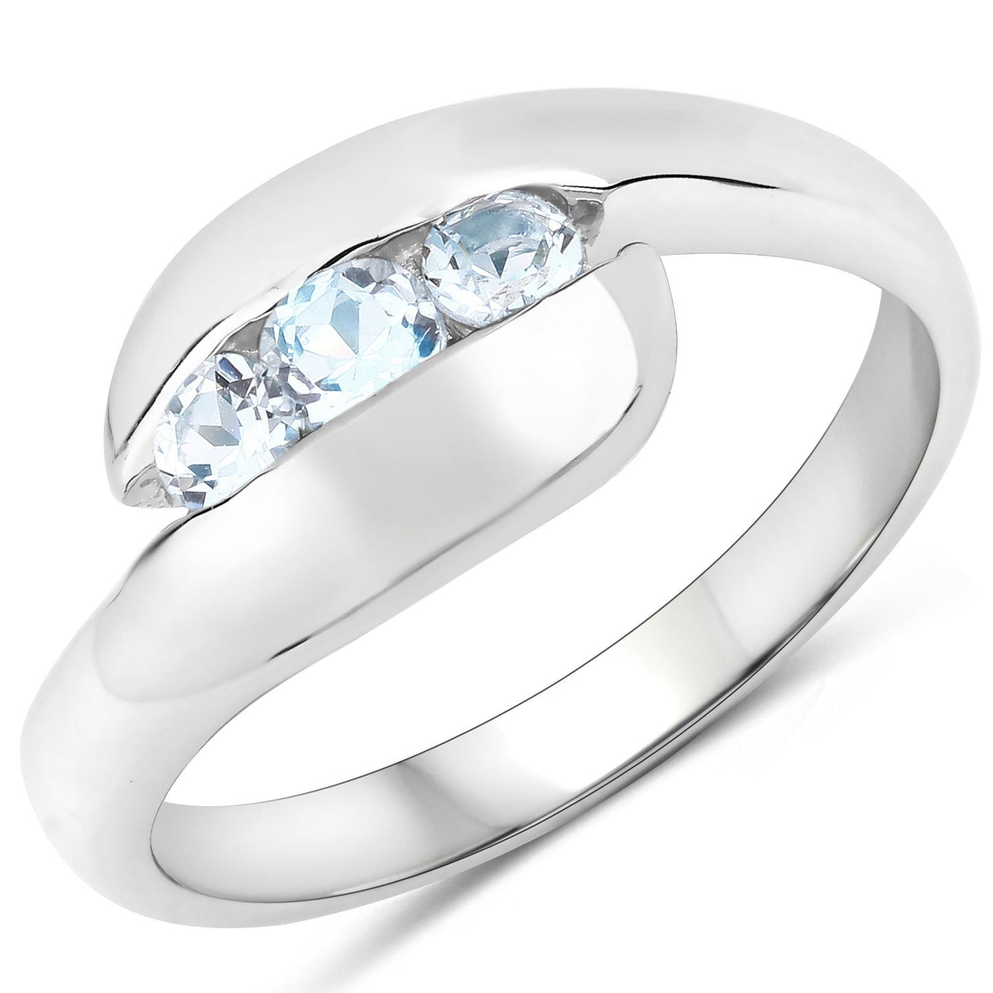 0.74 Carat Genuine Blue Topaz Sterling Silver Bypass Ring
