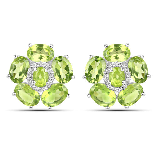 Pendientes de Peridoto y Topacio Blanco Chapados en Oro Blanco de 18K