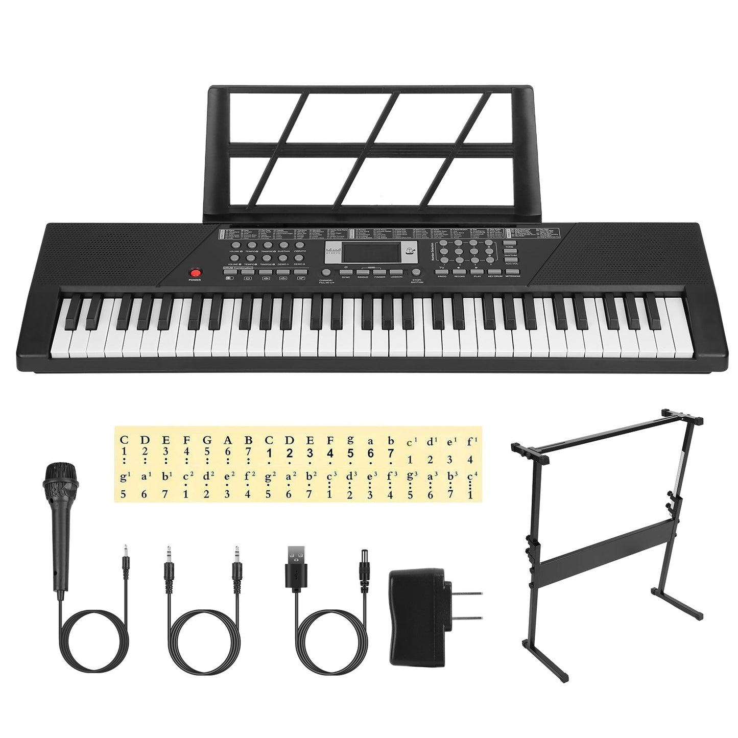 61-Key Digital Music Keyboard for Kids with Microphone & Stand