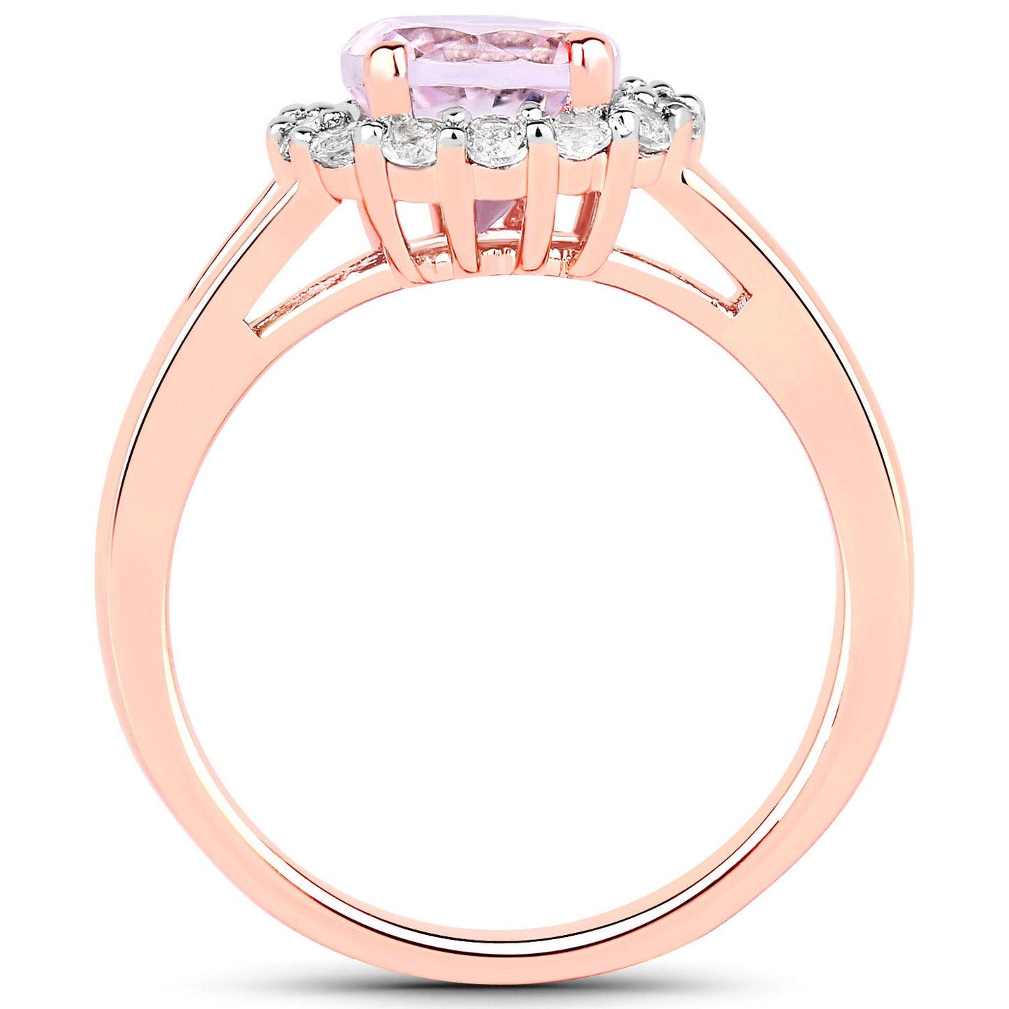 Anillo de Compromiso de 2.25 Quilates de Kunzita y Topacio Blanco en Plata Esterlina