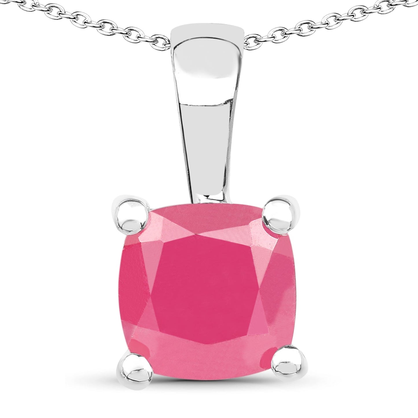 Elegante colgante de esmeralda, rubí y zafiro de 3.00 quilates en plata esterlina
