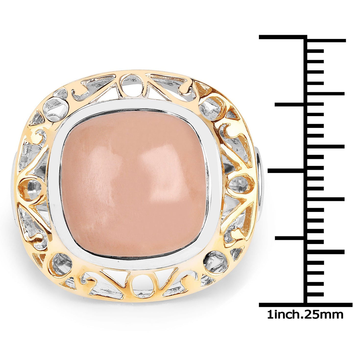 Two Tone Plated 12.80 Carat Genuine Moonstone Ring