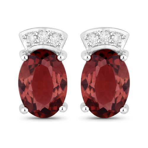 1.35 Carat Genuine Pink Tourmaline & White Diamond Earrings in 14K White Gold