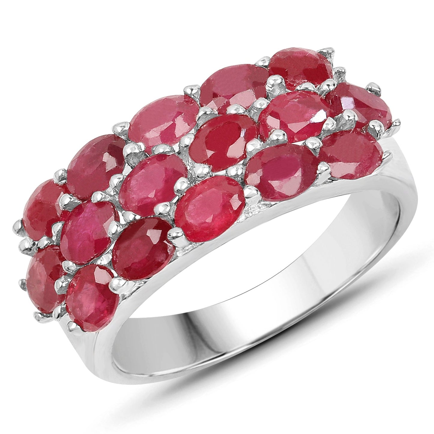 Anillo de Compromiso de Rubí Genuino de 3.52 Quilates en Plata Esterlina .925