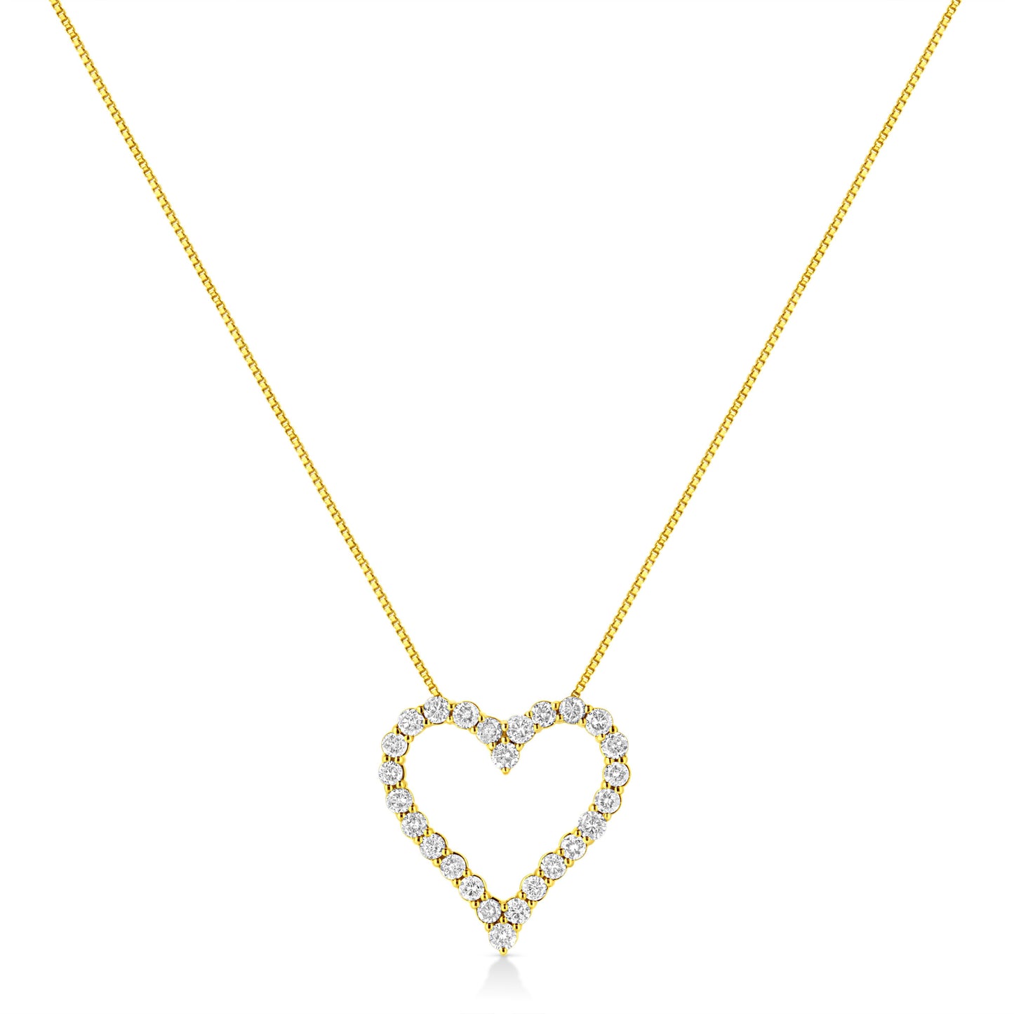 14K Yellow Gold Plated Sterling Silver Diamond Heart Pendant Necklace