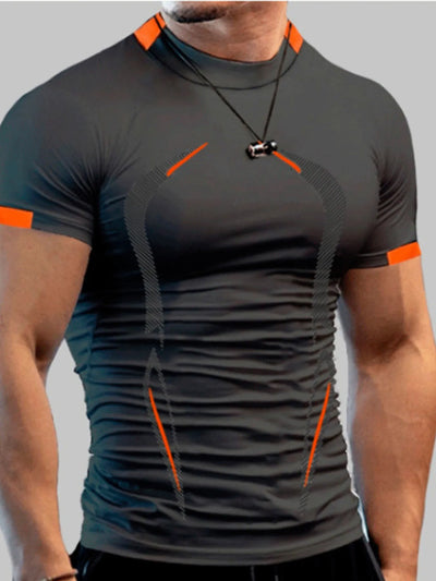 Men's Plus Size Mock Neck Short Sleeve Active T-Shirt