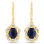 3.46 Carat Genuine Blue Sapphire and White Topaz Earrings