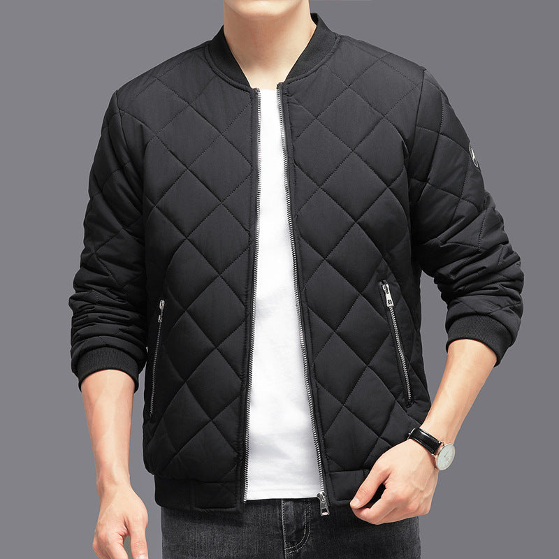 Stylish Rhombic Design Cotton Puffer Jacket for Men