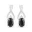 14K White Gold Plated Black Sapphire & Diamond Earrings