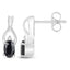 14K White Gold Plated Black Sapphire & Diamond Earrings