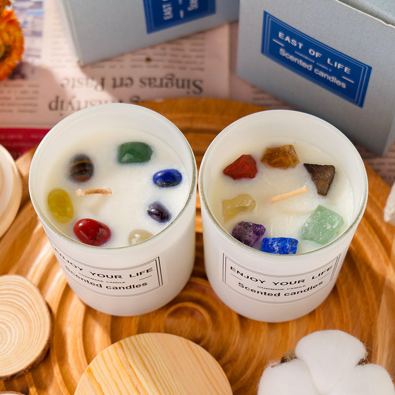 Natural Crystal Stone Aromatherapy Candle Gift Box