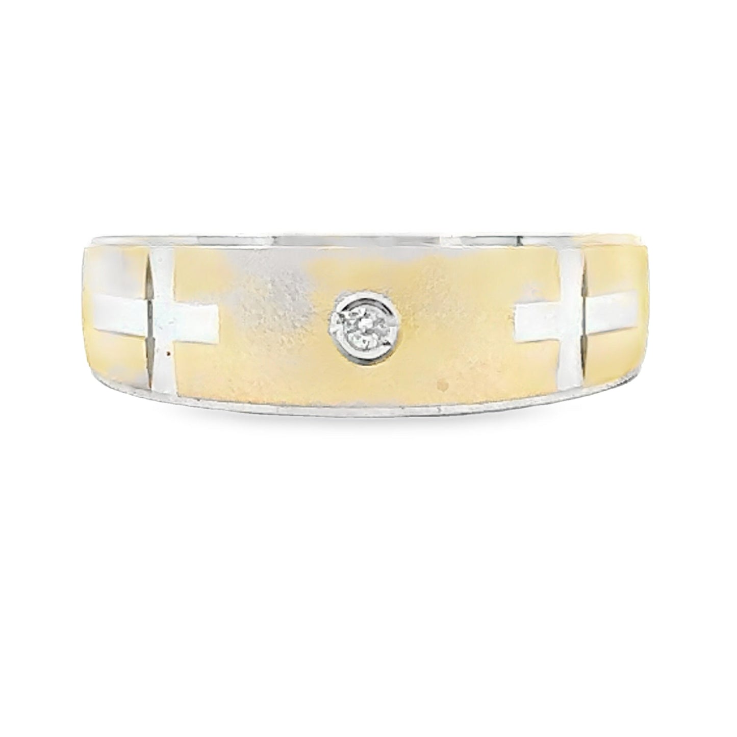 .02ct Bague de Mariage pour Homme en Argent Sterling et Or 14KT
