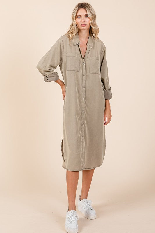 Sophisticated Button Down Long Sleeve Shirt Dress for Women – A Timeless Essential for Every Occasion - Korvel