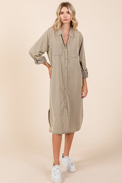 Sophisticated Button Down Long Sleeve Shirt Dress for Women – A Timeless Essential for Every Occasion - Korvel