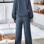 Collared Sweatshirt and High Waist Pants Active Set