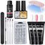 Kit de Poly Gel pour Nail Art Français avec Pinceau UV et Conseils d'Ongles