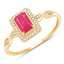0.75 Carat Ruby and Diamond Halo Engagement Ring in 14K Gold