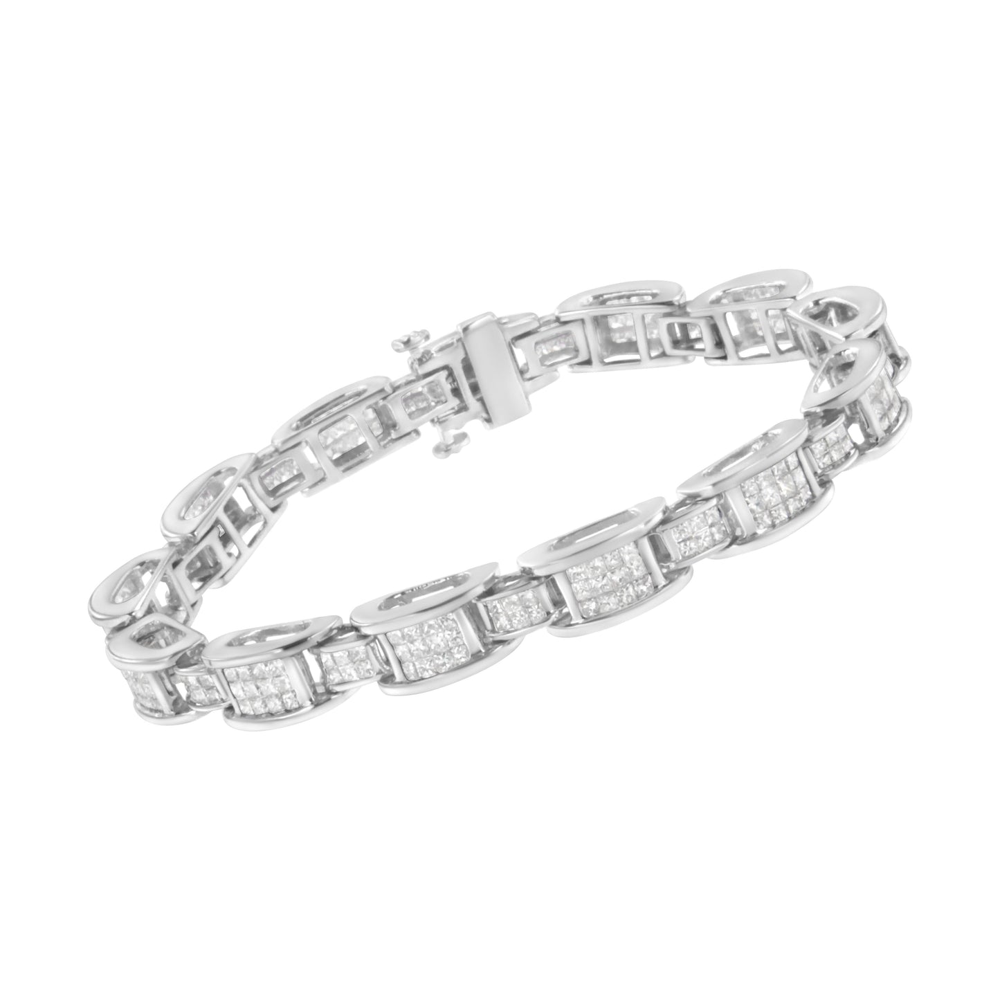 14K White Gold Princess Cut Diamond Tennis Bracelet - 5.0 Cttw