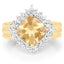 Anillo Halo de Citrino y Topacio Blanco Bañado en Oro Amarillo de 14K