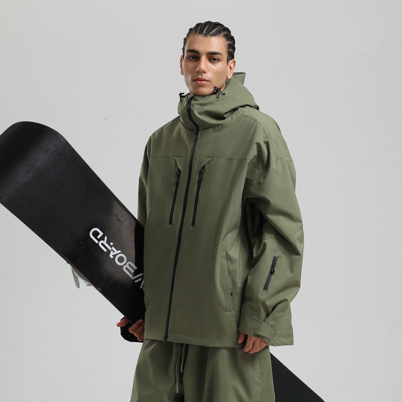 Men's Waterproof Breathable Loose Zip Ski Suit Jacket