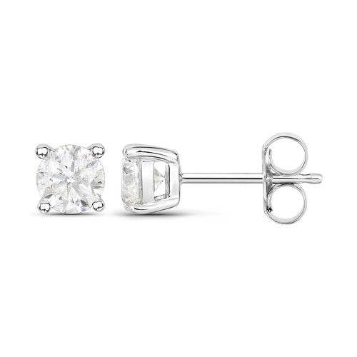 Boucles d'oreilles en diamant blanc véritable de 1,02 carat en or blanc 14K