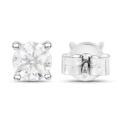 Boucles d'oreilles en diamant blanc véritable de 1,02 carat en or blanc 14K