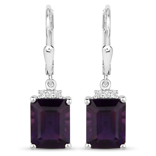 6.63 Carat Genuine Amethyst & Sterling Silver Dangle Earrings