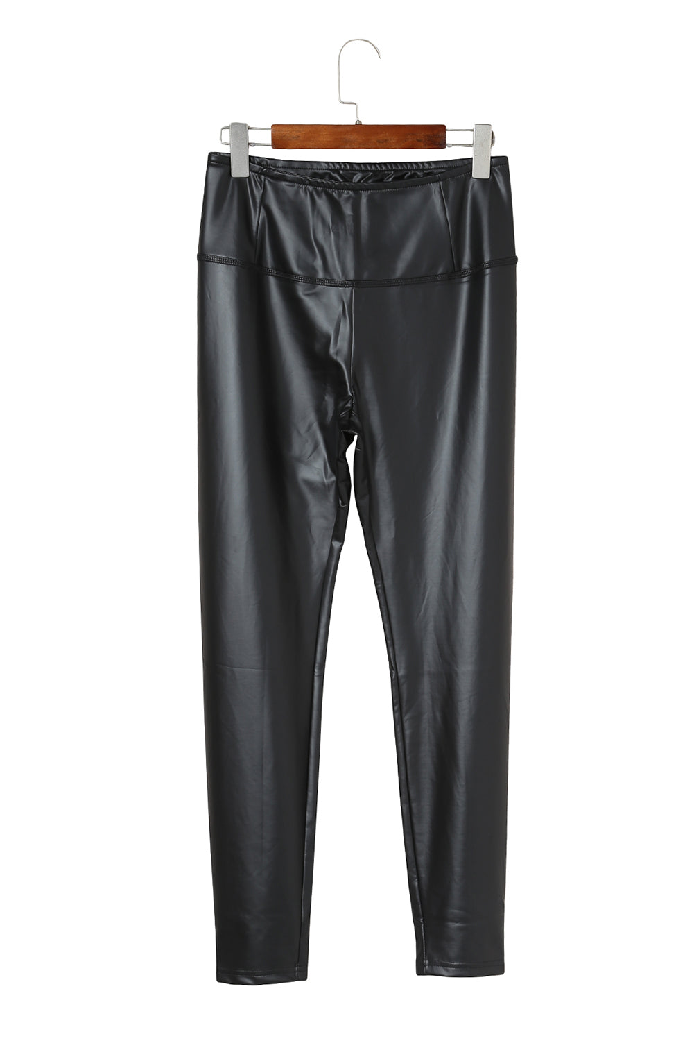Black Faux Leather High Waist Leggings - Korvel