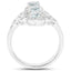 Bague en argent sterling avec aquamarine véritable de 1,54 carat et zircon blanc