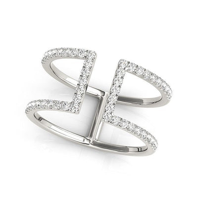 14k White Gold Modern Dual Band Diamond Engagement Ring