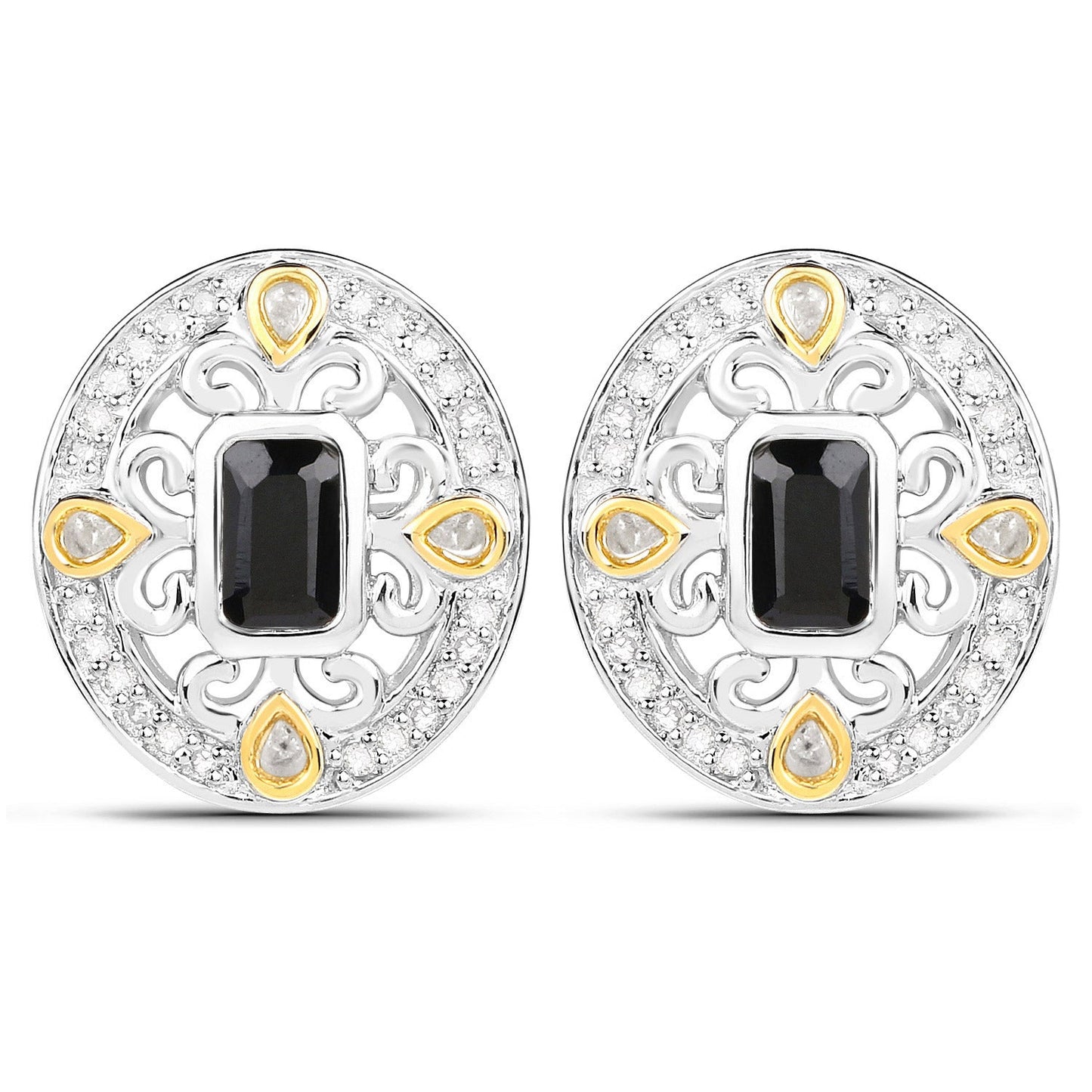 0.93 Carat Blue Sapphire & Diamond Sterling Silver Earrings