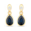 Pendientes de zafiro azul genuino y diamante de 1.65 quilates en oro amarillo de 10 quilates
