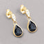 Pendientes de zafiro azul genuino y diamante de 1.65 quilates en oro amarillo de 10 quilates