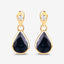 Pendientes de zafiro azul genuino y diamante de 1.65 quilates en oro amarillo de 10 quilates
