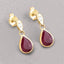 Boucles d'oreilles en or jaune 10K avec rubis véritable de 1,65 carat et diamants blancs